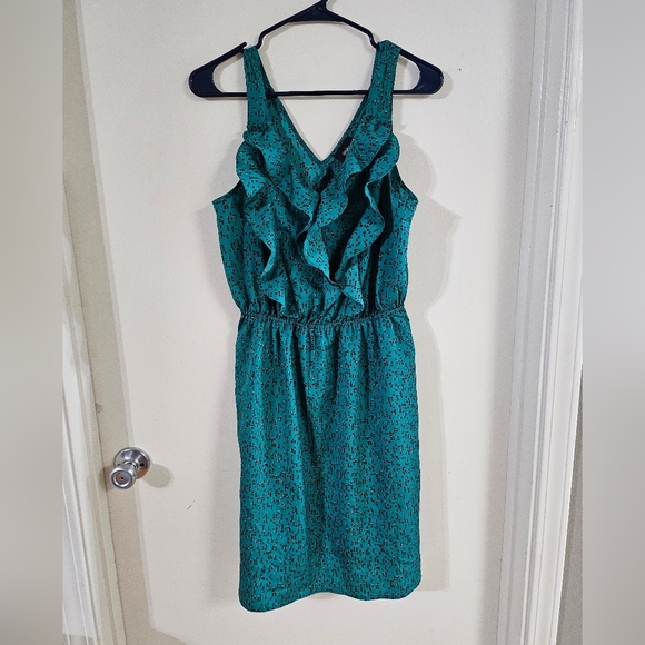 Massimo Green Ruffled Smocked Cocktail Dress - Picture 1 of 7